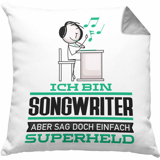 Songwriter Geschenk Kissen mit Füllung 40x40 Ich Bin Songwriter Aber Sag Doch Einfach Superheld Lustige Geschenkdiee für Songwriter (Grau) Grau Trendation