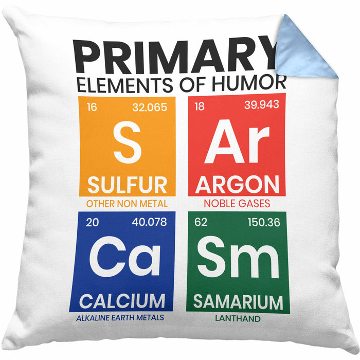 Primary Elemts Of Humor S Ar Ca Sm Chemiker Geschenkidee Sarkasmus Chemie Student GeschenkKissen mit Füllung 40x40 (Grau) Blau Trendation