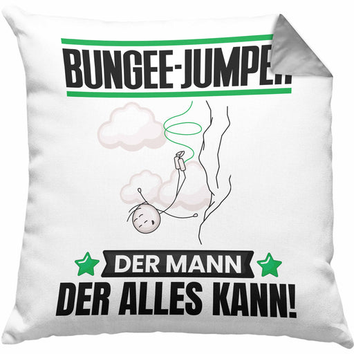 Bungee-Jumper Kissen mit Füllung 40x40 Geschenk für Bungee-Jumper Der Mann Der Alles Kann Geschenkidee zum Geburtstag (Grau) Grau Trendation