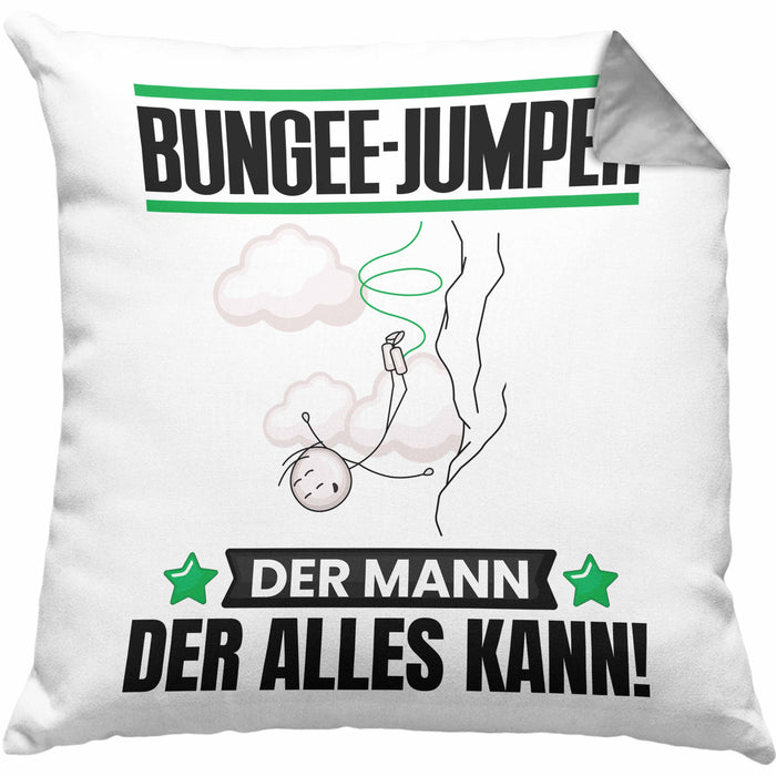 Bungee-Jumper Kissen mit Füllung 40x40 Geschenk für Bungee-Jumper Der Mann Der Alles Kann Geschenkidee zum Geburtstag (Grau) Grau Trendation