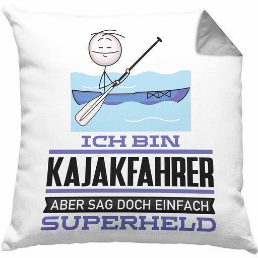 Kajakfahrer Geschenk Kissen mit Füllung 40x40 Ich Bin Kajakfahrer Aber Sag Doch Einfach Superheld Lustige Geschenkdiee für Kajakfahrer (Grau) Grau Trendation