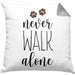 Never Walk Alone Kissen mit Füllung 40x40 Geschenk Hundebesitzer Frauchen Herrchen Geschenkidee (Grau) Grau Trendation