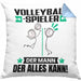 Volleyballspieler Kissen mit Füllung 40x40 Geschenk für Volleyballspieler Der Mann Der Alles Kann Geschenkidee zum Geburtstag (Grau) Blau Trendation