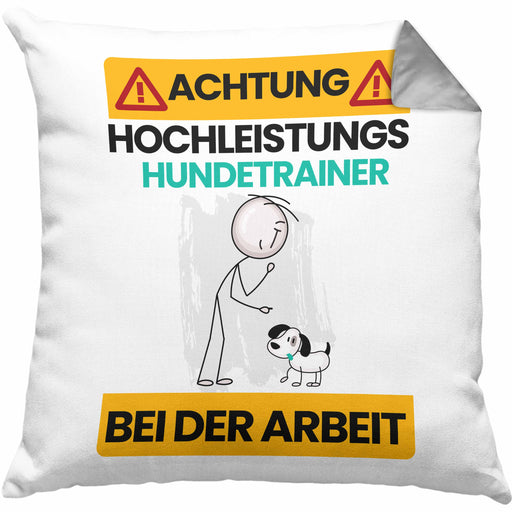 Hundetrainer Kissen mit Füllung 40x40 Geschenk Lustiger Spruch Geschenkidee für Hundetrainer Achtung Hochleistungs Hundetrainer Bei Der Arbeit (Grau) Grau Trendation