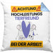 Tierfreund Kissen mit Füllung 40x40 Geschenk Lustiger Spruch Geschenkidee für Tierfreund Achtung Hochleistungs Tierfreund Bei Der Arbeit (Grau) Blau Trendation