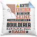 Boulderer Geschenk Kissen mit Füllung 40x40 Lustiger Spruch Erheben Sie Sich Der Boulderer Betritt den Raum (Grau) Blau Trendation