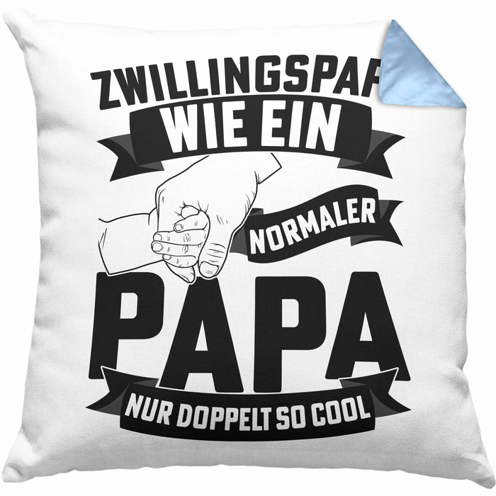 Zwillings-Papa Kissen mit Füllung 40x40 Geschenk WIe Ein Normaler Papa Nur Doppelt So Cool Vatertag Geschenkidee Zwillinge (Grau) Blau Trendation