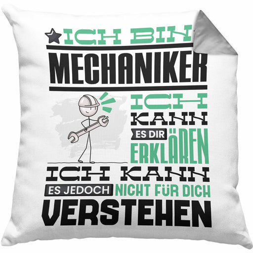 Mechaniker Geschenk Kissen mit Füllung 40x40 Geschenkidee für Mechaniker Geburtstag Lustiger Spruch Ich Bin Mechaniker Ich Kann Es Dir Erklären Aber Nicht Für Dich Verstehen (Grau) Grau Trendation