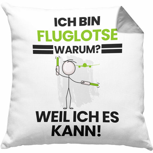 Fluglotse Geschenk Kissen mit Füllung 40x40 Lustiger Spruch Ich Bin Fluglotse Warum Weil Ich Es Kann Geschenkidee Bester Fluglotse Geburtstag (Grau) Grau Trendation