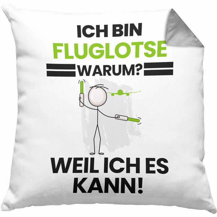 Fluglotse Geschenk Kissen mit Füllung 40x40 Lustiger Spruch Ich Bin Fluglotse Warum Weil Ich Es Kann Geschenkidee Bester Fluglotse Geburtstag (Grau) Grau Trendation