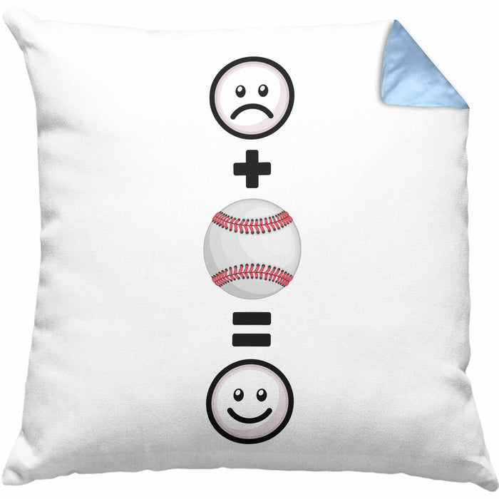 Baseball Kissen mit Füllung 40x40 Geschenk für Baseball-Spieler Lustige Geschenkidee :( + Baseball = :) Geburtstag (Grau) Blau Trendation