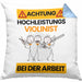 Violinist Kissen mit Füllung 40x40 Geschenk Lustiger Spruch Geschenkidee für Violinist Achtung Hochleistungs Violinist Bei Der Arbeit (Grau) Blau Trendation