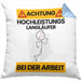 Langläufer Kissen mit Füllung 40x40 Geschenk Lustiger Spruch Geschenkidee für Langläufer Achtung Hochleistungs Langläufer Bei Der Arbeit (Grau) Blau Trendation