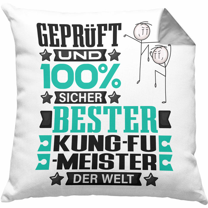 Kung-Fu-Meister Geschenk Lustiger Spruch für Kung-Fu-Meister Geschenkidee Bester Kung-Fu-Meister Der WeltKissen mit Füllung 40x40 (Grau) Grau Trendation