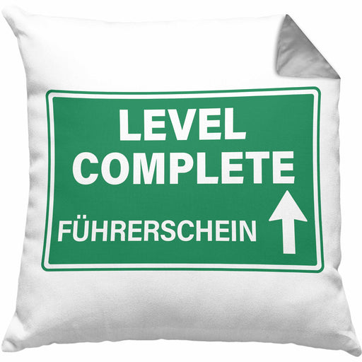 Führerschein Bestanden Geschenk Kissen mit Füllung 40x40 Bestandener Führerschein Level Complete Führerschein Fahrschule (Grau) Grau Trendation
