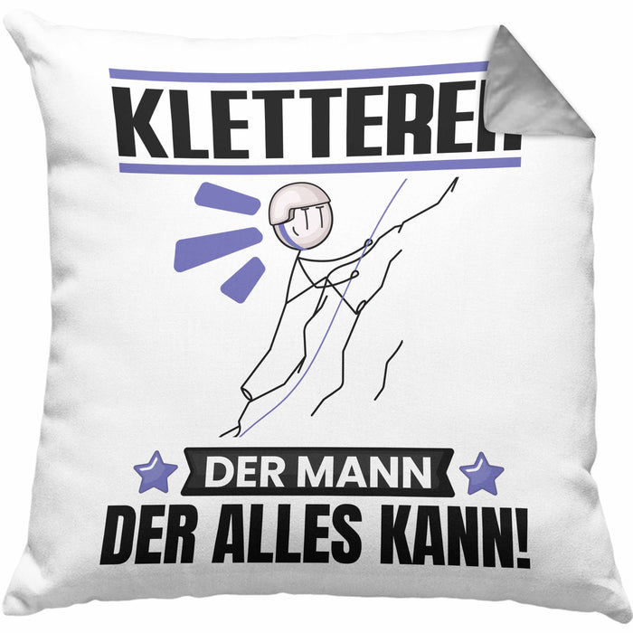 Kletterer Kissen mit Füllung 40x40 Geschenk für Kletterer Der Mann Der Alles Kann Geschenkidee zum Geburtstag (Grau) Grau Trendation