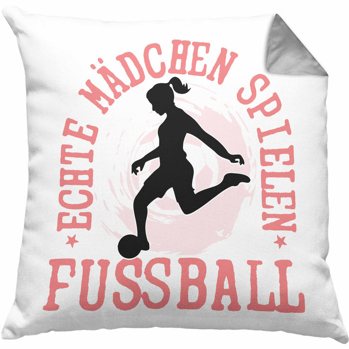 Mädchen Fußball Kissen mit Füllung 40x40 Geschenk Echte Mädchen Spielen Fußball Frauen-Fussball (Grau) Grau Trendation