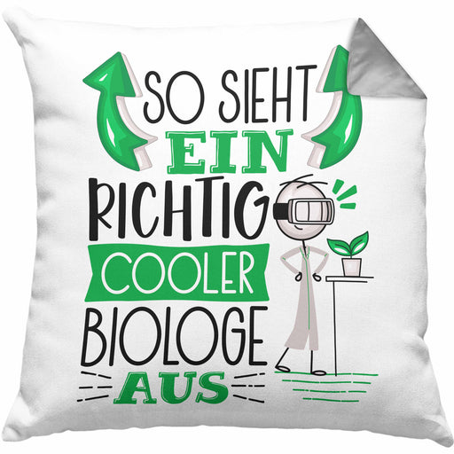 Biologe Kissen mit Füllung 40x40 Geschenk So Sieht Ein RIchtig Cooler Biologe Aus Geschenkidee Lustiger Spruch Geburtstag Biologie Student (Grau) Grau Trendation