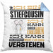 Stiefcousin Geschenk Kaffee-Kissen mit Füllung 40x40 Geschenkidee für Stiefcousin Ich Bin Stiefcousin Ich Kann Es Dir Erklären Jedoch Nicht Für Dich Verstehen Spruch Lustig (Grau) Blau Trendation