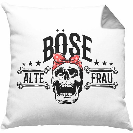 Lustige Kissen mit Füllung 40x40 Geschenk für Böse Alte Frau Rock Biker (Grau) Grau Trendation