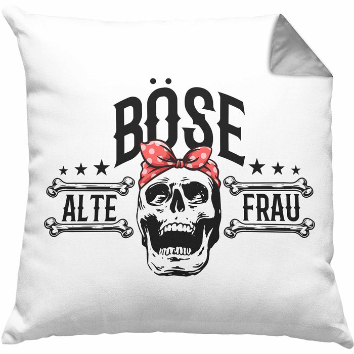Lustige Kissen mit Füllung 40x40 Geschenk für Böse Alte Frau Rock Biker (Grau) Grau Trendation