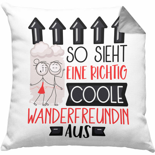 Wanderfreundin Geschenk Kissen mit Füllung 40x40 Lustig Geschenkidee für Wanderfreundin Geburtstag So Sieht Eine Richtig Coole Wanderfreundin Aus Frauen Spruch (Grau) Grau Trendation