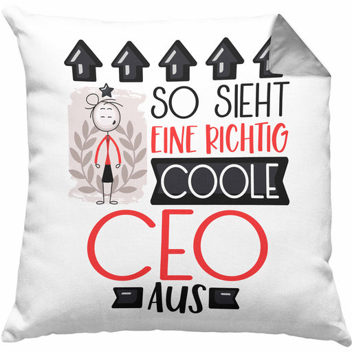 CEO Geschenk Kissen mit Füllung 40x40 Lustig Geschenkidee für CEO Geburtstag So Sieht Eine Richtig Coole CEO Aus Frauen Spruch (Grau) Grau Trendation
