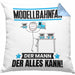 Modellbahnfan Kissen mit Füllung 40x40 Geschenk für Modellbahnfan Der Mann Der Alles Kann Geschenkidee zum Geburtstag (Grau) Blau Trendation