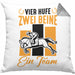 Reiterin Pferd Kissen mit Füllung 40x40 Geschenk Team Vier Hufe Zwei Beine Ein Team Pferde-Liebhaberin Geschenk (Grau) Grau Trendation
