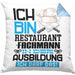 Restaurantfachmann Ausbildung Kissen mit Füllung 40x40 Geschenk Ich Bin Restaurantfachmann In Der Ausbildung Ich Darf Das Geschenkidee Spruch (Grau) Blau Trendation