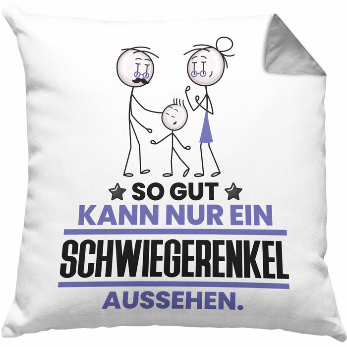 Schwiegerenkel Geschenk Kissen mit Füllung 40x40 So Gut Kann Nur Ein Schwiegerenkel Aussehen Geschenkidee (Grau) Grau Trendation