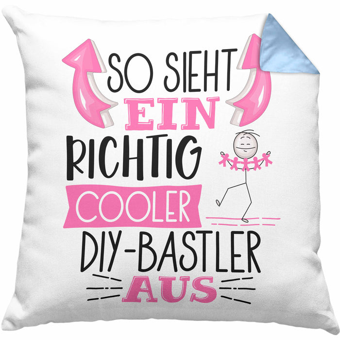 So Sieht Ein Richtig Cooler DIY-Bastler Aus Geschenk Kissen mit Füllung 40x40 Lustiger Spruch Geschenkidee (Grau) Blau Trendation
