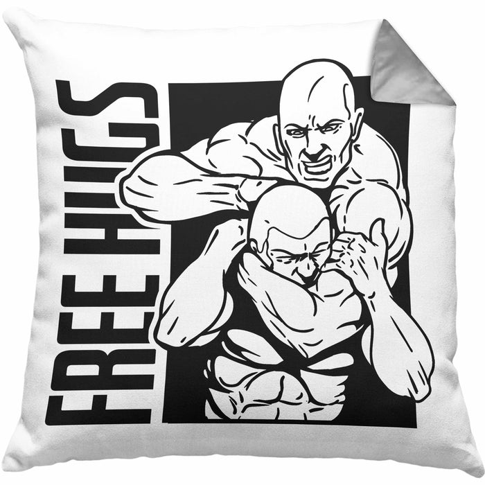 MMA-Kissen mit Füllung 40x40 Geschenk für MMA-Kämpfer Geschenkidee Free Hugs (Grau) Grau Trendation