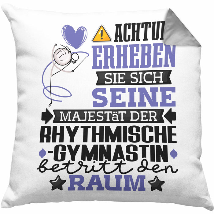 RhythmischeGymnastin Geschenk Kissen mit Füllung 40x40 Lustiger Spruch Erheben Sie Sich Der RhythmischeGymnastin Betritt den Raum (Grau) Grau Trendation