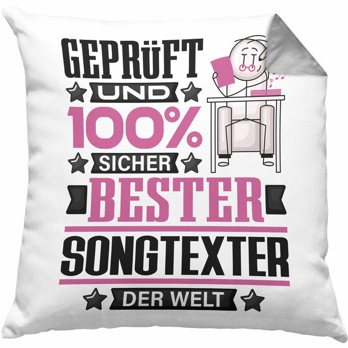 Songtexter Geschenk Lustiger Spruch für Songtexter Geschenkidee Bester Songtexter Der WeltKissen mit Füllung 40x40 (Grau) Grau Trendation