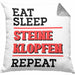 Steinmetz Kissen mit Füllung 40x40 Geschenk Spruch Geschenkidee Eat Sleep Steine Klopfen Repeat (Grau) Grau Trendation