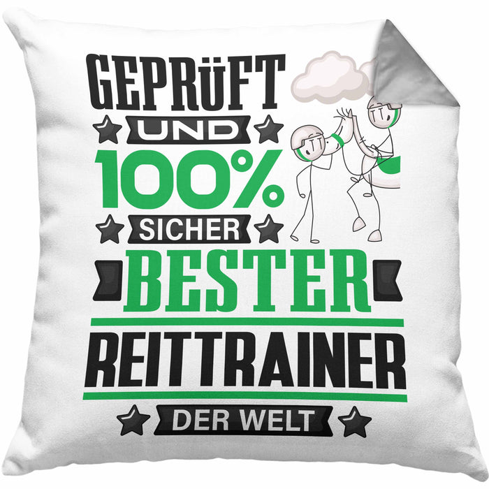 Reittrainer Geschenk Lustiger Spruch für Reittrainer Geschenkidee Bester Reittrainer Der WeltKissen mit Füllung 40x40 (Grau) Grau Trendation