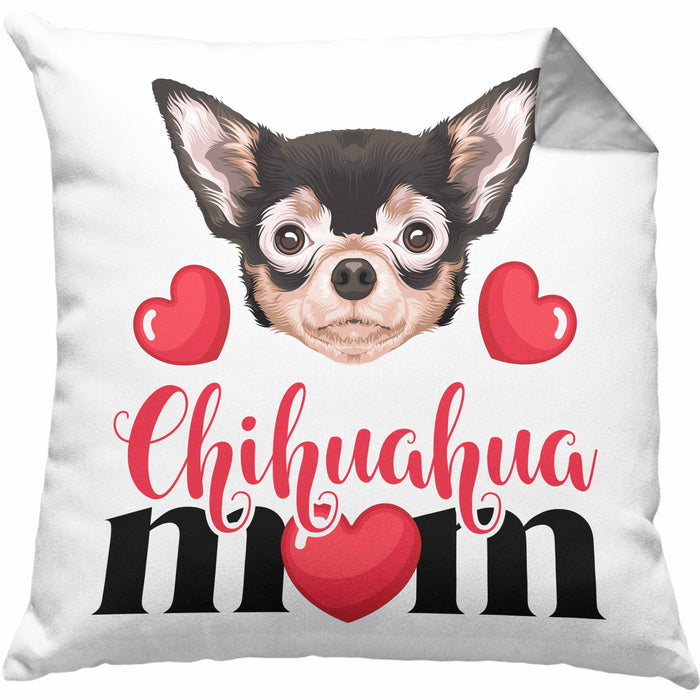 Chihuahua Besitzer Mom Mama Kissen mit Füllung 40x40 Geschenk Lustiger Spruch Geschenkidee Chihuahua Besitzerin (Grau) Grau Trendation