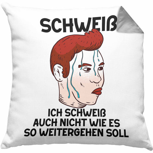 Dank Meme Kissen mit Füllung 40x40 Schweiß Wortspiel Ich Schweiß Auch Nicht Wie Das Weitergehen Soll Geschenkidee Depressionen (Grau) Grau Trendation