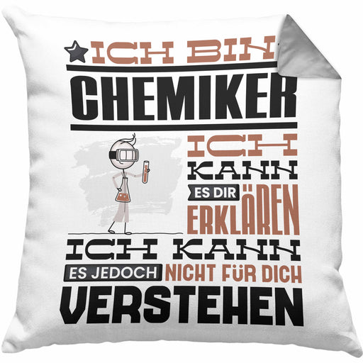 Chemiker Geschenk Kissen mit Füllung 40x40 Geschenkidee für Chemiker Geburtstag Lustiger Spruch Ich Bin Chemiker Ich Kann Es Dir Erklären Aber Nicht Für Dich Verstehen (Grau) Grau Trendation