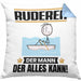 Ruderer Kissen mit Füllung 40x40 Geschenk für Ruderer Der Mann Der Alles Kann Geschenkidee zum Geburtstag (Grau) Blau Trendation