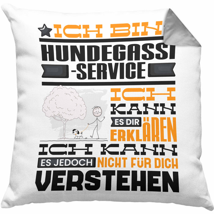 Hundegassi-Service Geschenk Kaffee-Kissen mit Füllung 40x40 Geschenkidee für Hundegassi-Service Ich Bin Hundegassi-Service Ich Kann Es Dir Erklären Jedoch Nicht Für Dich Verstehen Spruch Lustig (Grau) Grau Trendation