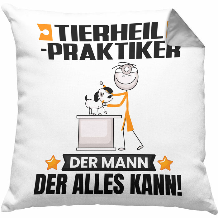 Tierheilpraktiker Kissen mit Füllung 40x40 Geschenk für Tierheilpraktiker Der Mann Der Alles Kann Geschenkidee zum Geburtstag (Grau) Grau Trendation