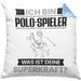 Polo-Spieler Kissen mit Füllung 40x40 Geschenk für Polo-Spieler Geburtstag Lustiger Spruch Was Ist Deine Superkraft (Grau) Blau Trendation