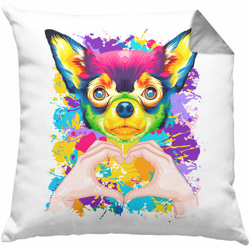 Chihuahua Besitzer Farbe Love Kissen mit Füllung 40x40 Geschenk Lustiger Spruch Geschenkidee Chihuahua Besitzerin (Grau) Grau Trendation