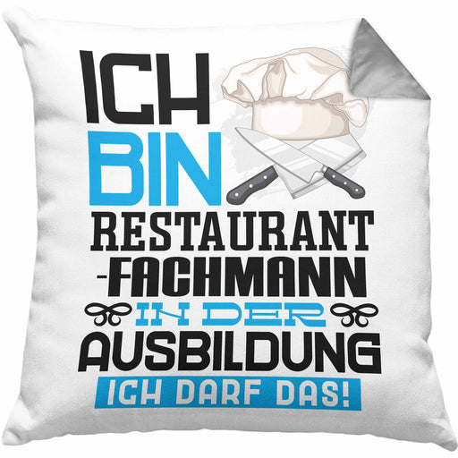 Restaurantfachmann Ausbildung Kissen mit Füllung 40x40 Geschenk Ich Bin Restaurantfachmann In Der Ausbildung Ich Darf Das Geschenkidee Spruch (Grau) Grau Trendation