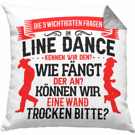 Line Dance Kissen mit Füllung 40x40 Geschenk Spruch Linedance KafffeeKissen mit Füllung 40x40 Sprüche (Grau) Grau Trendation