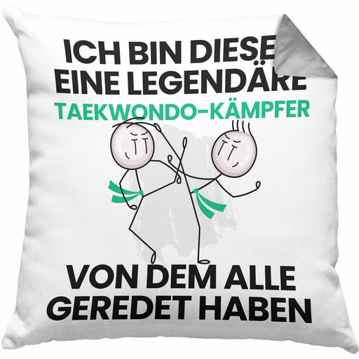 Taekwondo-Kämpfer Geschenk Kissen mit Füllung 40x40 Lustige Geschenkidee Geburtstag für Taekwondo-Kämpfer Ich Bin Dieser Legendäre Taekwondo-Kämpfer Von Dem Alle Geredet Haben (Grau) Grau Trendation