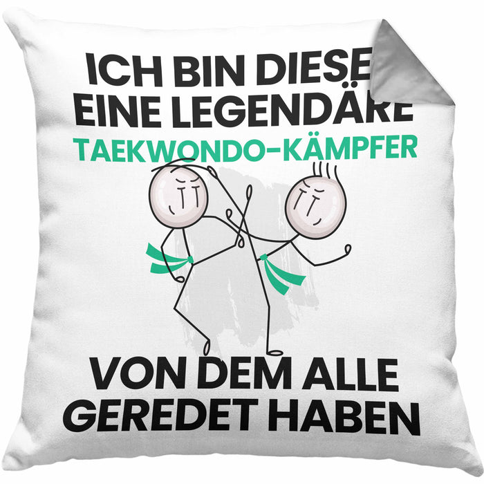 Taekwondo-Kämpfer Geschenk Kissen mit Füllung 40x40 Lustige Geschenkidee Geburtstag für Taekwondo-Kämpfer Ich Bin Dieser Legendäre Taekwondo-Kämpfer Von Dem Alle Geredet Haben (Grau) Grau Trendation