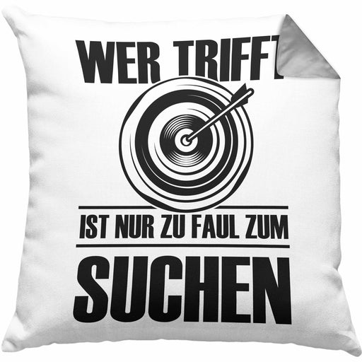 Bogenschießen Kissen mit Füllung 40x40 mit Bogenschütze Spruch - Geschenk für Pfeil und Bogen Fans (Grau) Grau Trendation